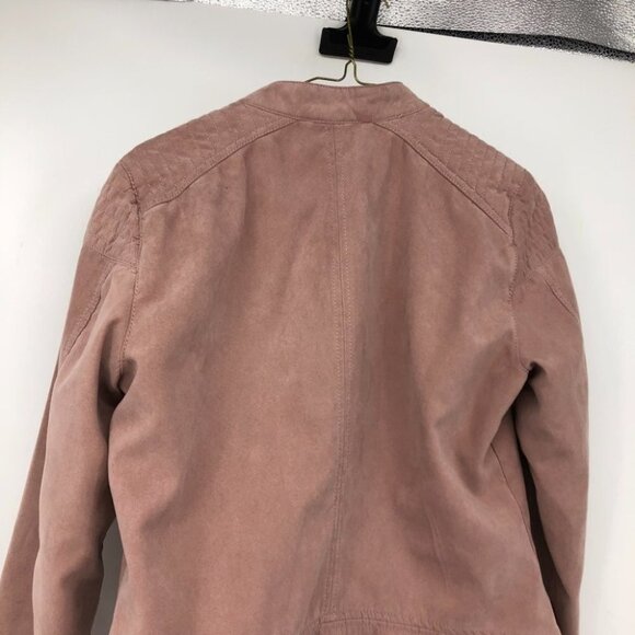 Jacqueline de Yong pale pink  faux suede moto jacket 40 - Picture 10 of 14